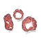 Dyed Natural Druzy Agate links, with Brass Edged, Silver Color Plated, Indian Red, 36.5~79x21~44x6.5~9mm, Hole: 2.5mm