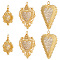 6Pcs 3 Style Rack Plating Brass Micro Pave Clear Cubic Zirconia Pendants, Long-Lasting Plated, with Jump Ring, Sacred Heart Charm, Real 18K Gold Plated, 23~31.5x18~24x2.5~4.3mm, Hole: 3~3.5mm, 2pcs/style