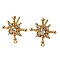 Brass Pave Clear Cubic Zirconia Stud Earring Findings, with Loop, Nickel Free, Star, Real 18K Gold Plated, 16x14mm, Hole: 1mm, Pin: 1mm