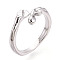 Brass Cuff Ring Settings, for Half Drilled Beads, Real Platinum Plated, Pin: 0.8mm, 9~9.8mm, Inner Diameter: 16~17.1mm