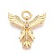Brass Micro Pave Cubic Zirconia with Glass Pendants, Wing, with Open Jump Rings, Real 18K Gold Plated, 28.5x26.5x3mm, Hole: 4.5mm