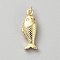 Brass Pendants, with Jump Rings, Fish Charm, Golden, 24x9x7mm, Hole: 3.5mm