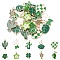 20Pcs 10 Styles Alloy Enamel Pendants, Light Gold, Mixed Shapes, Green, 13~25.5x10~17x1~3mm, Hole: 1.4~2mm, 2pcs/style