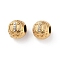 Ion Plating(IP) 304 Stainless Steel Rhinestone European Beads, Round Large Hole Beads, Real 18K Gold Plated, Round with Letter, Letter I, 11x10mm, Hole: 4mm