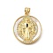 Brass Micro Pave Cubic Zirconia Shell Pendants, Real 18K Gold Plated, Saint Benedict, Round, 24.5x21.5x3mm, Hole: 3.5x5mm