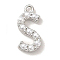 Plastic Imitation Pearl Pendants, with Eco-friendly Brass Findings, Lead Free & Cadmium Free, Letter Charms, Letter S, 13.5x7x3mm, Hole: 1.3mm