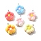 Cute Opaque Resin Pendants, Flower, with Loop, Two Tone, Mixed Color, 24.5x20~21x8mm, Hole: 2mm