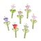 Glass Pendants, Tupli, with 304 Stainless Steel Flat Head Pins and Seed Beads, Mixed Colors, Stainless Steel Color, 32.5x14x6mm, Hole: 2.5mm