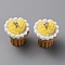 Opaque Resin Pendants, 3D Cupcake Charms, Imitation Food, with Platinum Tone Iron Loops, Yellow, 24x19mm, Hole: 2mm