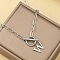 Stainless Steel Paperclip Chain Initial Necklaces with OT Clasps, Stainless Steel Color, Letter W, 18.11 inch(46cm)
