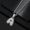 Brass Micro Pave Clear Cubic Zirconia Chunky Initial Pendant Necklaces, Platinum, Letter A, 19.69 inch(50cm)