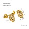 304 Stainless Steel Cubic Zirconia Stud Earrings, Golden, Oval, 12x10mm