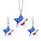 Independence Day Zinc Alloy Enamel with Rhinestone Pendant Necklaces & Dangle Earrings, Platinum, Star, 400mm & 50x31mm