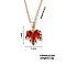 Shiny Maple Leaf Brass Cubic Zirconia Pendant Necklaces, Simple and Cute, Golden, 15.75 inch(40cm)