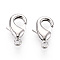 Brass Lobster Claw Clasps, Nickel Free, Real Platinum Plated, 12x7.5x3mm, Hole: 1.4mm