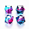 Two Tone Transparent Spray Painted Acrylic Beads, Polygon, Medium Blue, 7.5x8x8mm, Hole: 1.8mm, about 1690pcs/500g
