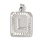 Rack Plating Brass Pendants, Long-Lasting Plated, Lead Free & Cadmium Free, Square with Letter Charms, Letter L, 24x17x2.5mm, Hole: 4x3.5mm