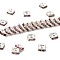 Brass Rhinestone Spacer Beads, Grade A, Square, Nickel Free, Silver, Light Rose, 6x6x3mm, Hole: 1mm