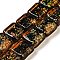 Handmade Dichroic Foil Glass Beads Strands, Square, Chocolate, 12~12.5x12~12.5x6.5~8mm, Hole: 1.6mm, about 33pcs/strand, 16.02''(40.7cm)