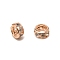 Brass Rhinestone Spacer Beads, Flat Round, Rose Gold, Crystal, 12x6mm, Hole: 7.5mm