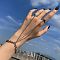 Gothic Style Iron Finger Rings Bracelets, Adjustable  Ring Bracelets for Women Men, Platinum, 230mm