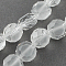 Frosted Glass Bead Strands, Faceted, Flat Round, Clear, 8x4~5mm, Hole: 1mm