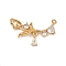 Brass Pave Clear Cubic Zirconia Links Connector Charms, Flower, Real 18K Gold Plated, 31x21x4mm, Hole: 1.2mm & 1.3mm