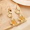 Valentine's Day Alloy Dangle Earrings, Flower, Golden, 67x22mm