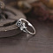 Alloy Rose Finger Rings, for Women, Antique Silver, US Size 9(18.9mm)
