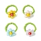 4Pcs 4 Colors Flower Glass Beads Stretch Rings Sets for Women, Mixed Color, Inner Diameter: 18mm, 1pc/color