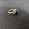 Wire Wrapped Natural Green Onyx Agate Round Beads Finger Rings, Brass Adjustable Rings, Golden, Inner Diameter: Adjustable
