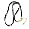 3.5MM Polyester Metallic Cord Braided Cord Necklace Making, with Brass Findings and 202 Stainless Steel Lobster Claw Clasps, Long-Lasting Plated, Rack Plating, Golden, Black, 16.14 inch(41cm)~18.11 inch(46cm)