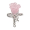 Platinum Alloy Resin Pendants, Flower, Pink, 34.5x21x14.5mm, Hole: 1.6mm