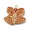 Christmas Theme Alloy Enamel Pendants, Light Gold, Bell, 19x22x1.5mm, Hole: 1.8mm