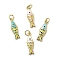Brass Enamel Pendants, Fish Charm, Long-Lasting Plated, Cadmium Free & Lead Free, Real 18K Gold Plated, with Jump Ring, Mixed Color, 21x6.5x3mm, Hole: 3mm