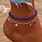 Glass Seed Beaded Anklets, Heart Alloy Charms Anklets, Golden, 8-1/4 inch(210mm)