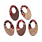 Transparent Resin and Walnut Wood Pendants, Hollow Oval Charms with Gold Foil, FireBrick, 49.5x28x4mm, Hole: 2mm, 