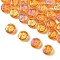 Electroplate Glass Beads, Flat Round with Letter, Orange, Letter V, 9.5~10x4~5mm, Hole: 1mm, about 30pcs/set