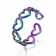 304 Stainless Steel Heart Wrapped Cuff Ring RJEW-N038-059-5