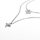 Tinysand cz bijoux 925 pendentif croix en argent sterling zircone cubique colliers à deux niveaux TS-N022-S-18-2