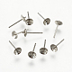 Rhodium Plated 925 Sterling Silver Stud Earring Findings STER-K037-007C-1