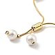 Bracelet coulissant en perles de coquillage avec chaîne serpent en laiton BJEW-B066-01B-03-3