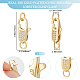 Beebeecraft 1 Box 3Pcs Lobster Claw Clasps 18K Gold Plated Brass Cubic Zirconia Necklace Clasp Connector with 2 Loop for Jewelry Making Necklace Bracelet DIY ZIRC-BBC0002-19-2