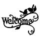 CREATCABIN Welcome Metal Wall Art Birds on Branch Decor Wall Hanging Silhouette Sculpture Ornament Iron Sign for Indoor Outdoor Home Living Room Kitchen Garden Office Decoration Gift Black 12 x 10Inch AJEW-WH0286-004-1