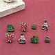 4 Pairs Candy Cane & Snowman & Christmas Gift Printed Wood Stud Earrings EJEW-OY001-01-4