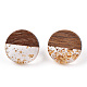 Resin & Walnut Wood Flat Round Stud Earrings with 304 Stainless Steel Pin for Women EJEW-TADZ0001-01G-2