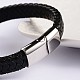 Cuir à la mode des bracelets de corde tressée BJEW-P128-06C-2