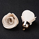 バラの花PUレザーのペンダントの飾り  金めっきされたCCBのプラスチックパーツ  ホワイト  45~48x30mm  穴：2mm CCB-L003-01-2
