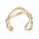 Brass Double Line Wave Open Cuff Ring for Women RJEW-T001-89G-2