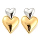 304 Stainless Steel Double Heart Dangle Stud Earrings for Women EJEW-D076-01C-GP-1